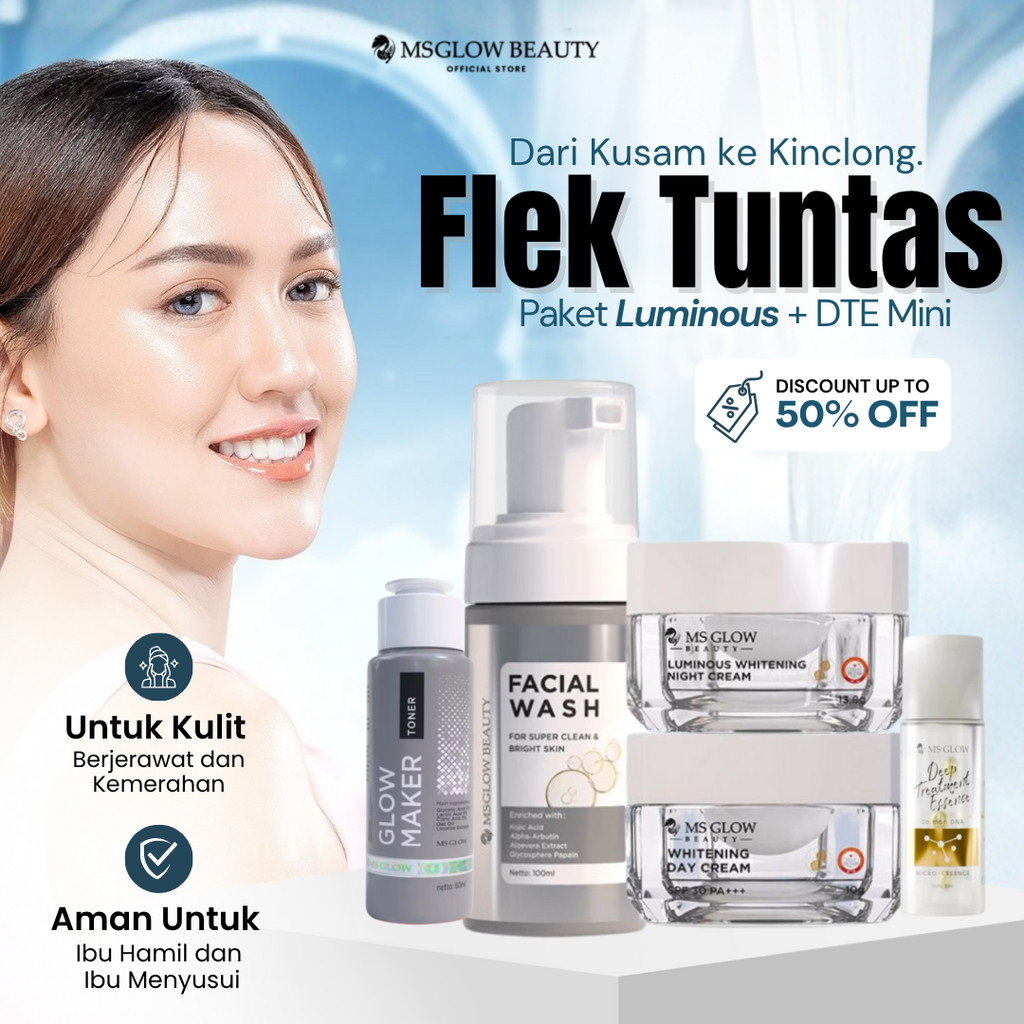 MS GLOW Paket Luminous Skincare 1 Set Lengkap Penghilang Noda Bekas Jerawat Anti Darkspot Flek Hitam