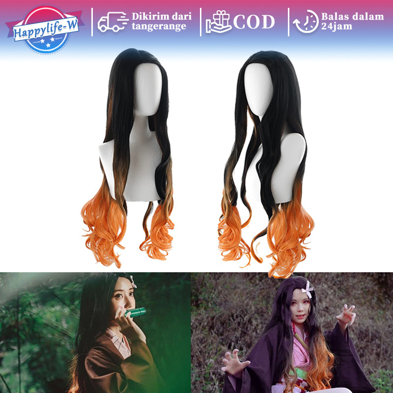 Nezuko Cosplay Wig Demon Slayer Dewasa Anak Halloween