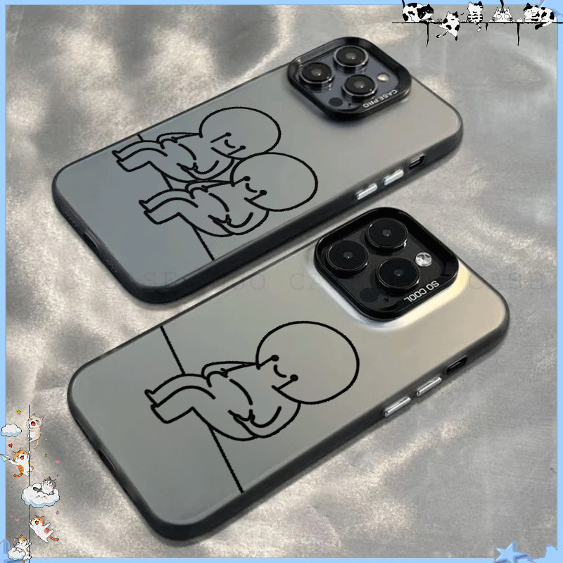Casing HP iPhone Couple Softcase Silikon Lembut Aesthetic Korean Style Untuk 16/ 15 / 14 / 13 / 12 /