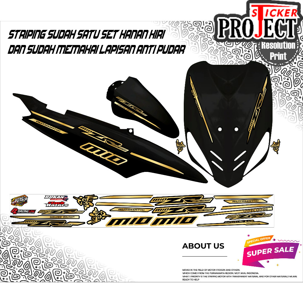 striping sticker variasi mio sporty/smile mio zr gold
