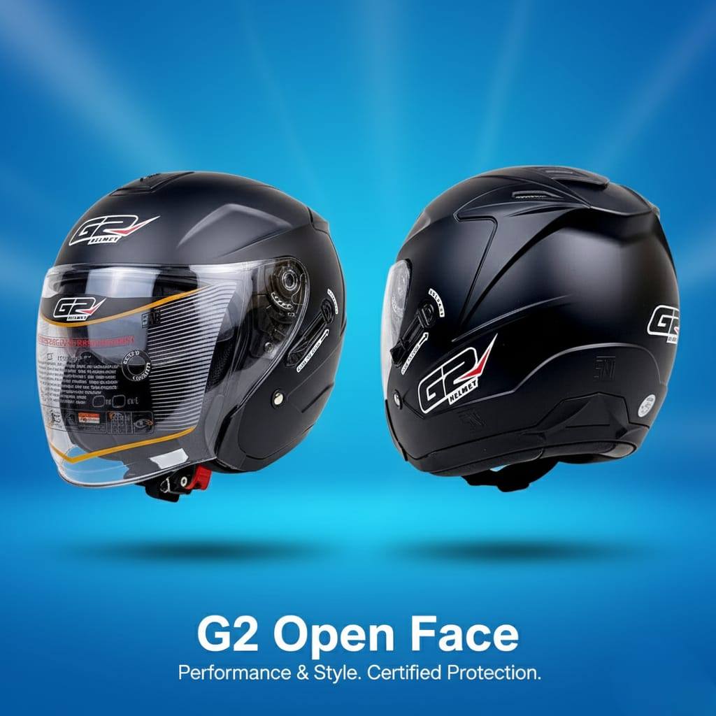 HELM G2 OPTIMAX HITAM DOFF | HELM HALF FACE | MODEL INK DYNAMIC SNI