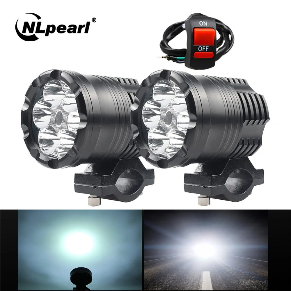 NLpearl 60W Motorcycle LED Headlight Spotlight Universal Moto Spotlight Adtional LED Auxiliary Faro 