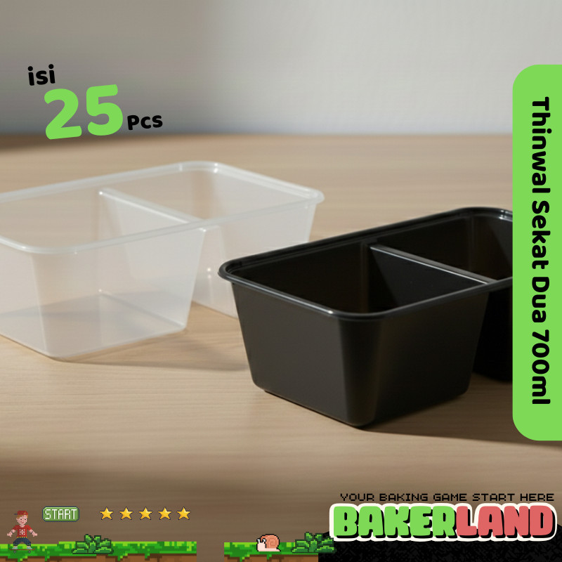 Thinwall sekat 2/thinwall sekat/thinwall 700ml sekat/thinwall 2 sekat +tutup/thinwall 2 sekat