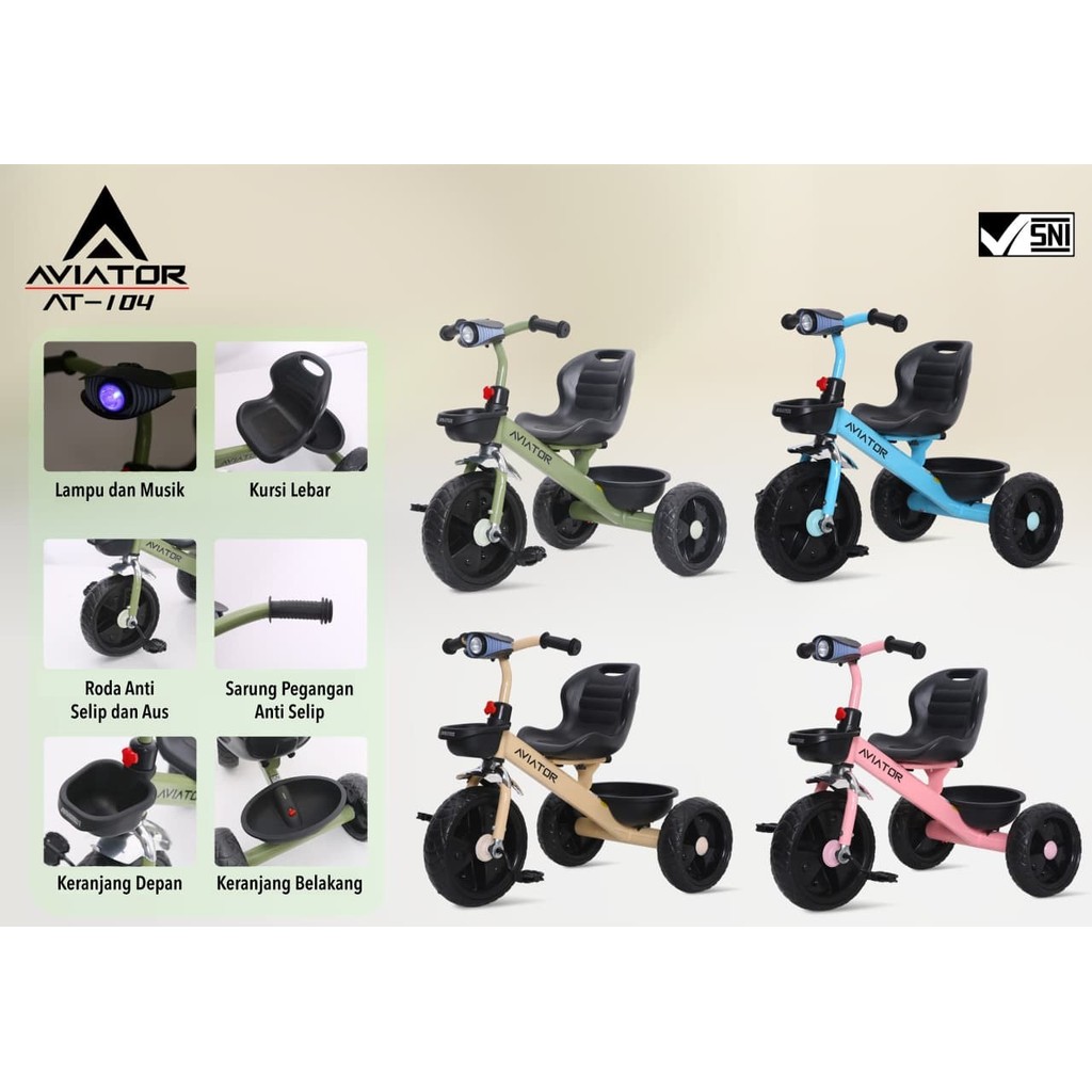 SEPEDA ANAK RODA TIGA TRICYCLE AVIATOR AT-104 / SEPEDA ANAK RODA 3