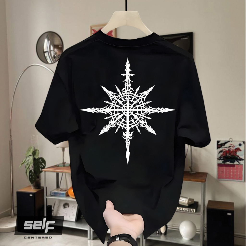 Kaos Pendek Katun Kasual Pria Premium Motif Compas Jarum Retro Amerika Trendy