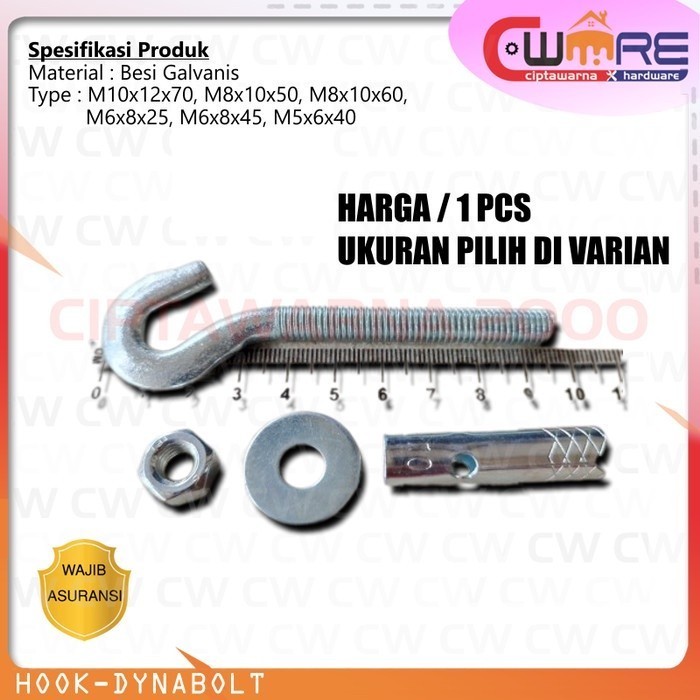 Baut Hook Dynaset Dinaset Pipih Dynabolt Sleeve Anchor - CWTT