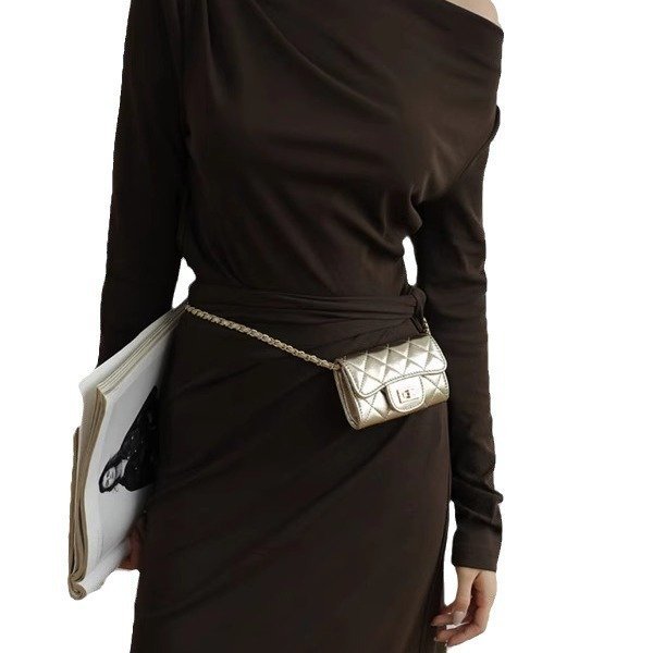 Kantong sampah kecil berwarna perak mini Dompet Koin Pemegang Kartu Tas Pinggang Baru Tas Selempang 