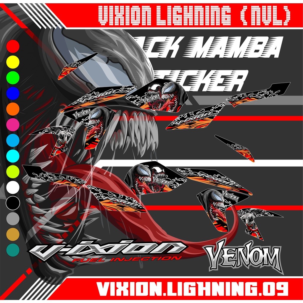 Stiker Striping Variasi New Vixion Lighning Nvl Tema Venom Racing - Striping Sticker Yamaha Motor Vi