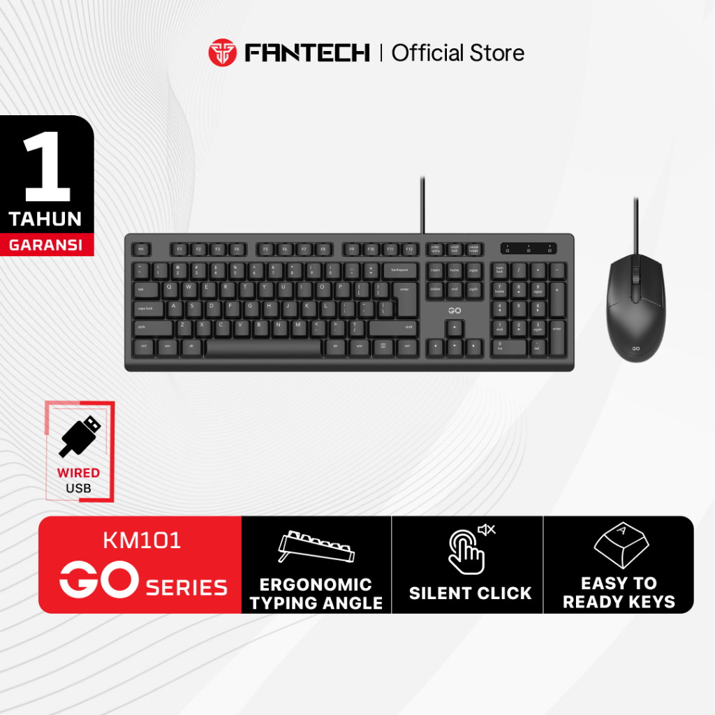 FANTECH COMBO WIRED KEYBOARD MOUSE SILENT CLICK KM101