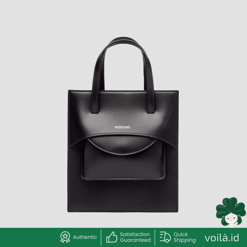 Flap J Leather Tote Bag Black