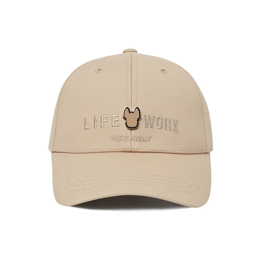 LIFEWORK - Embroidered Metal Ladok Hard Ball Cap Beige - Topi Acc Warna Krem, Unisex