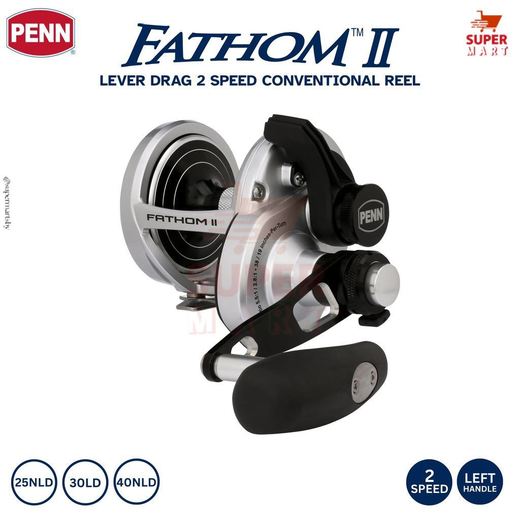 Supermartsby Reel Pancing PENN Fathom II Bent T Handle JDM Lever Drag Handle Kiri Overhead Jigging M