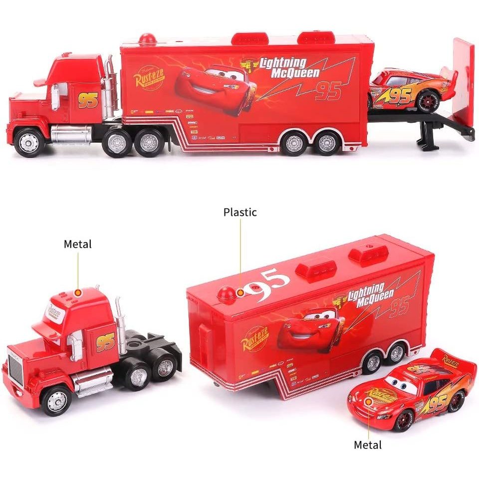 Disney Pixar Cars McQueen Mater Mack Uncle Truck Alloy Diecast Car 1:55 Model Radiator Springs Town 