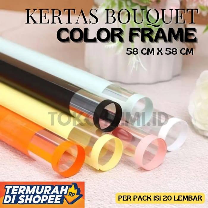 [TERBARU] KERTAS BUKET COLOR FRAME LIST TRANSPARANT UNTUK BUKET BUNGA SNACK UANG KADO HAMPERS