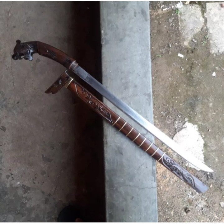 COD Pisau sembelih barlen ukiran macan panjang Perkakas Koleksi RF golok macan panjang katana asli 8