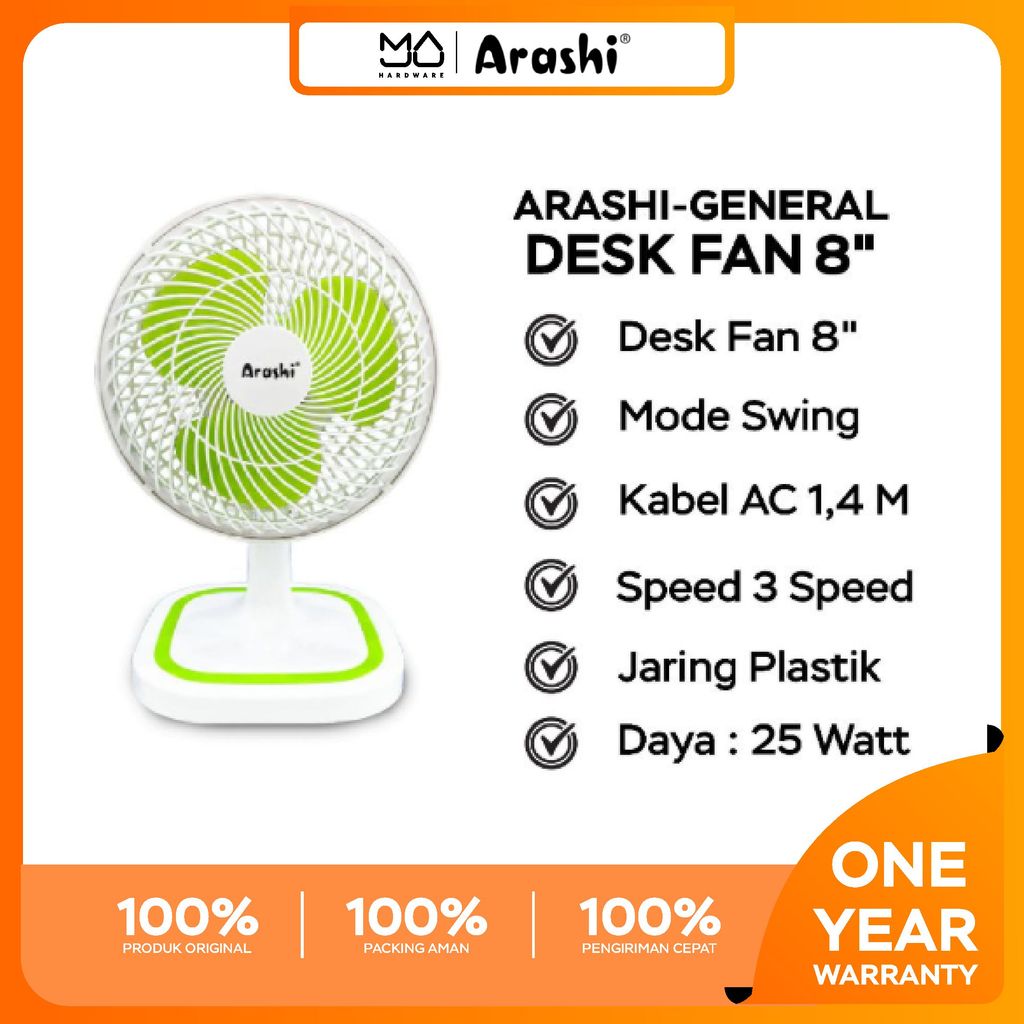 Arashi Kipas Angin General Desk Fan 8 Inchi
