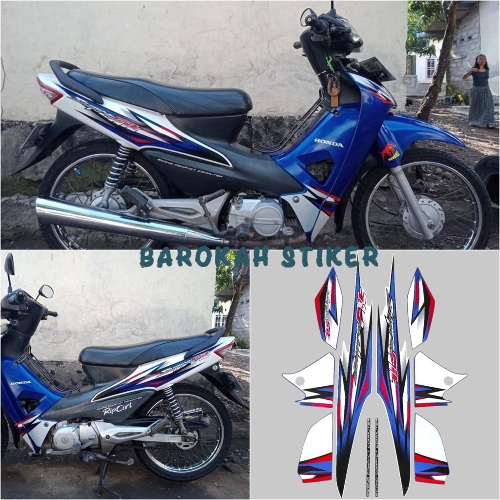 STRIPING STICKER LIST MOTOR HONDA SUPRA FIT NEW 2006 2007 BIRU FULL BODY