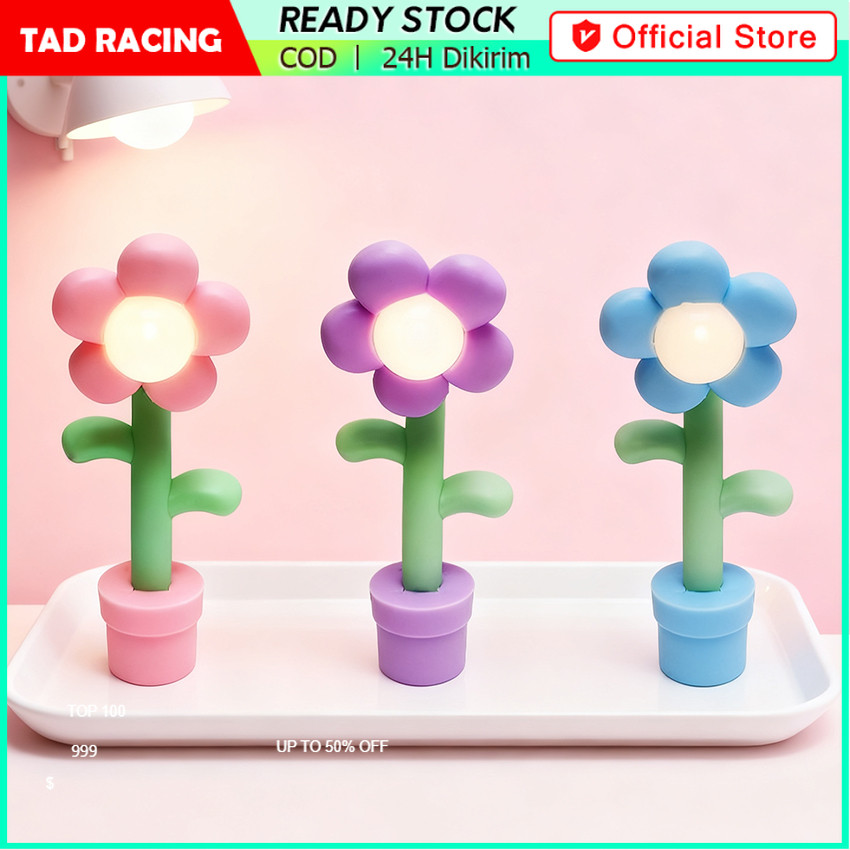 Lampu Malam Meja Motif Bunga / Lampu Tidur Mini Aesthetic / Lampu Hias Kamar Tidur untuk Anak Peremp