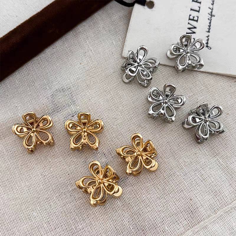 [CLB] Jepit Rambut Mini Bunga Metal Elegan Korea Premium – Hair Clip Wanita Stainless Silver Jepitan