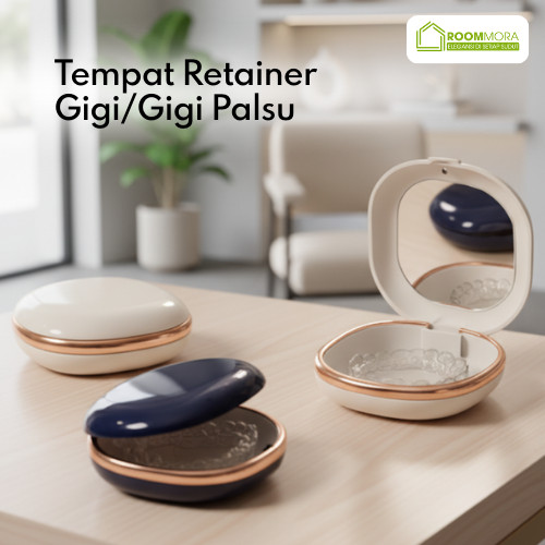 Tempat Retainer Gigi Set Cermin Tempat Gigi Palsu Lepas Pasang Denture Box Kawat Gigi
