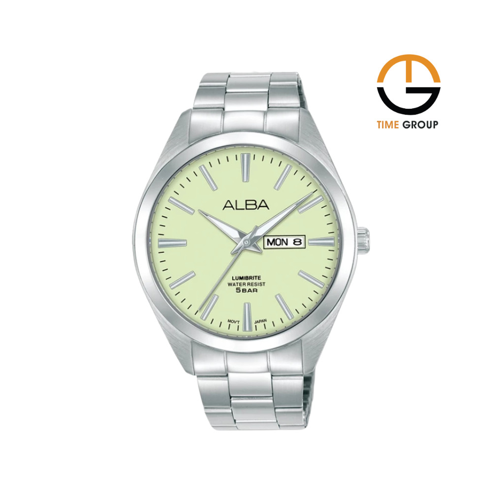 JAM TANGAN PRIA ALBA AJ6211 AJ6211X1 ANALOG LUMBRITE DIAL SILVER STAINLESS STRAP ORIGINAL