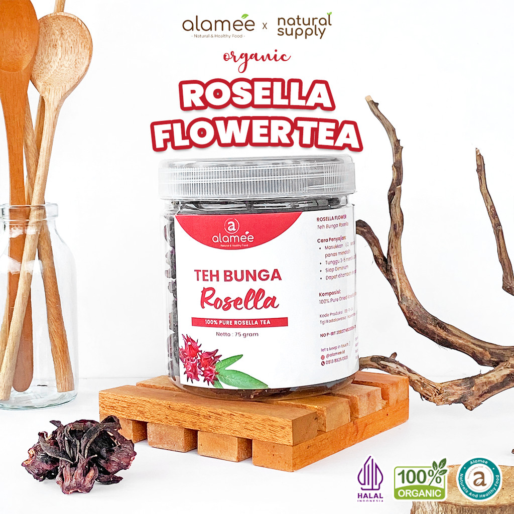 ALAMEE Rosella Tea Teh Bunga Rosela Kering Flower Merah Organik Red 75gr
