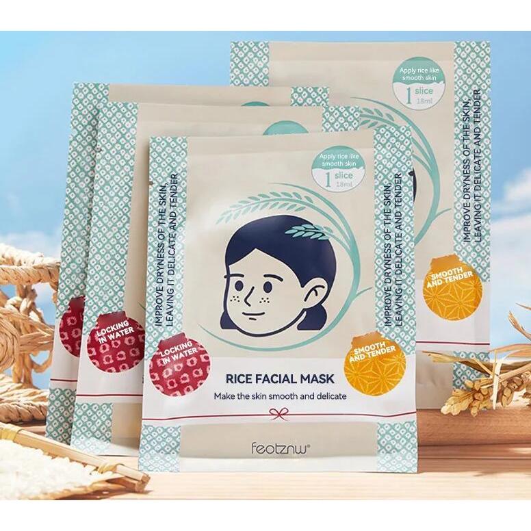 5pcsSkin Care Moisturize Facial Mask Rice Raw Pulp Essence Shrink Pores Oil-Control Anti-Aging White