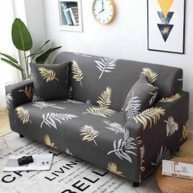 (Nadhief Shop) COVER SOFA SEATER sarung sofa elastis stretch elastic - COKLAT DAUN