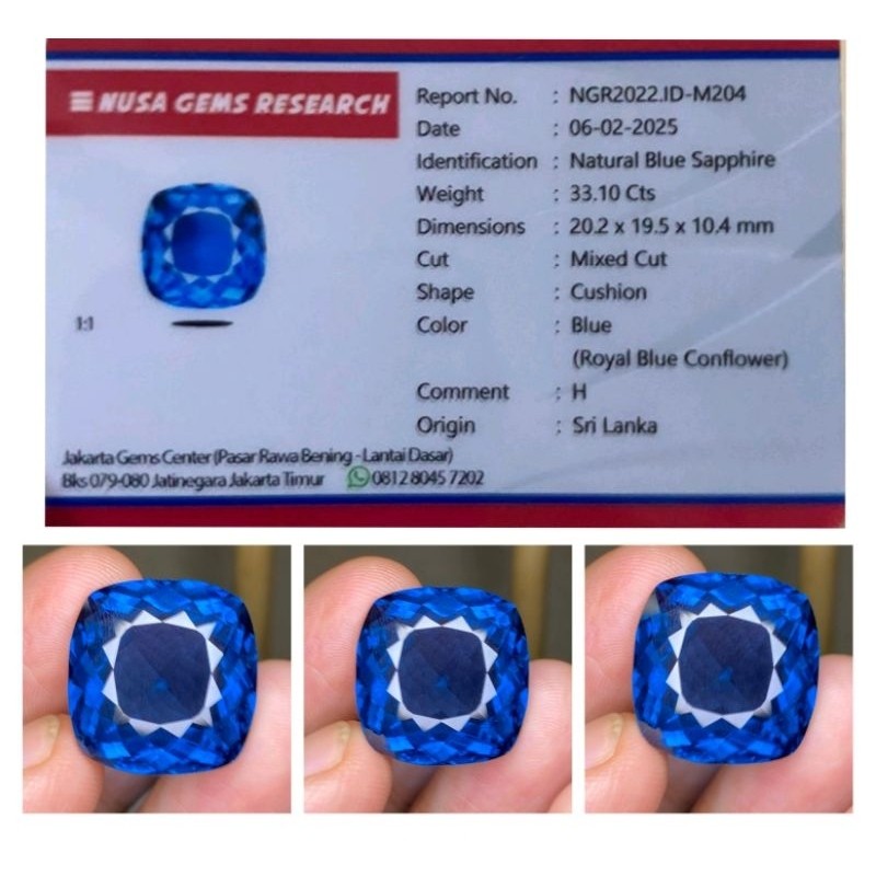 Permata Royal blue sapphire cornflower jombo high quality+ memo