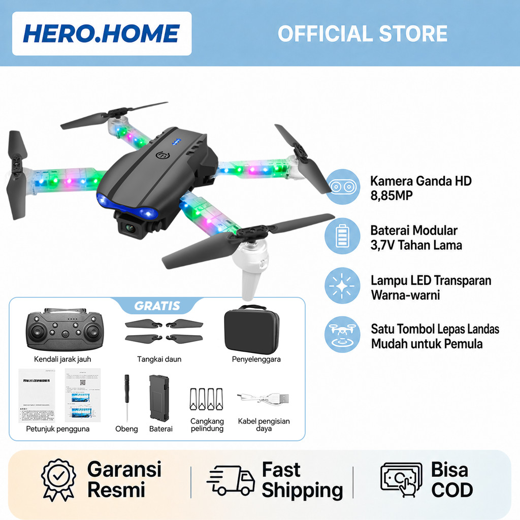 Garansi 1 tahun  Drone Kamera Rc Drone E99 Pro K3 Dengan Kamera HD Drone Drone Kamera Jarak Jauh Wif