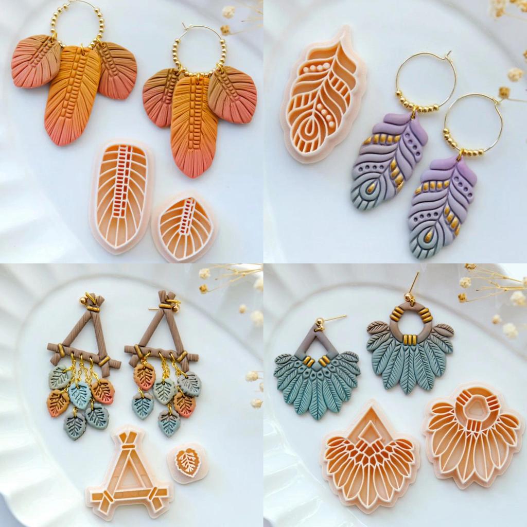 Twig Triangle Polymer Clay Cutters  Fall Clay Cutters  Clay Earring Cutte,Feather Polymer Clay Cutte