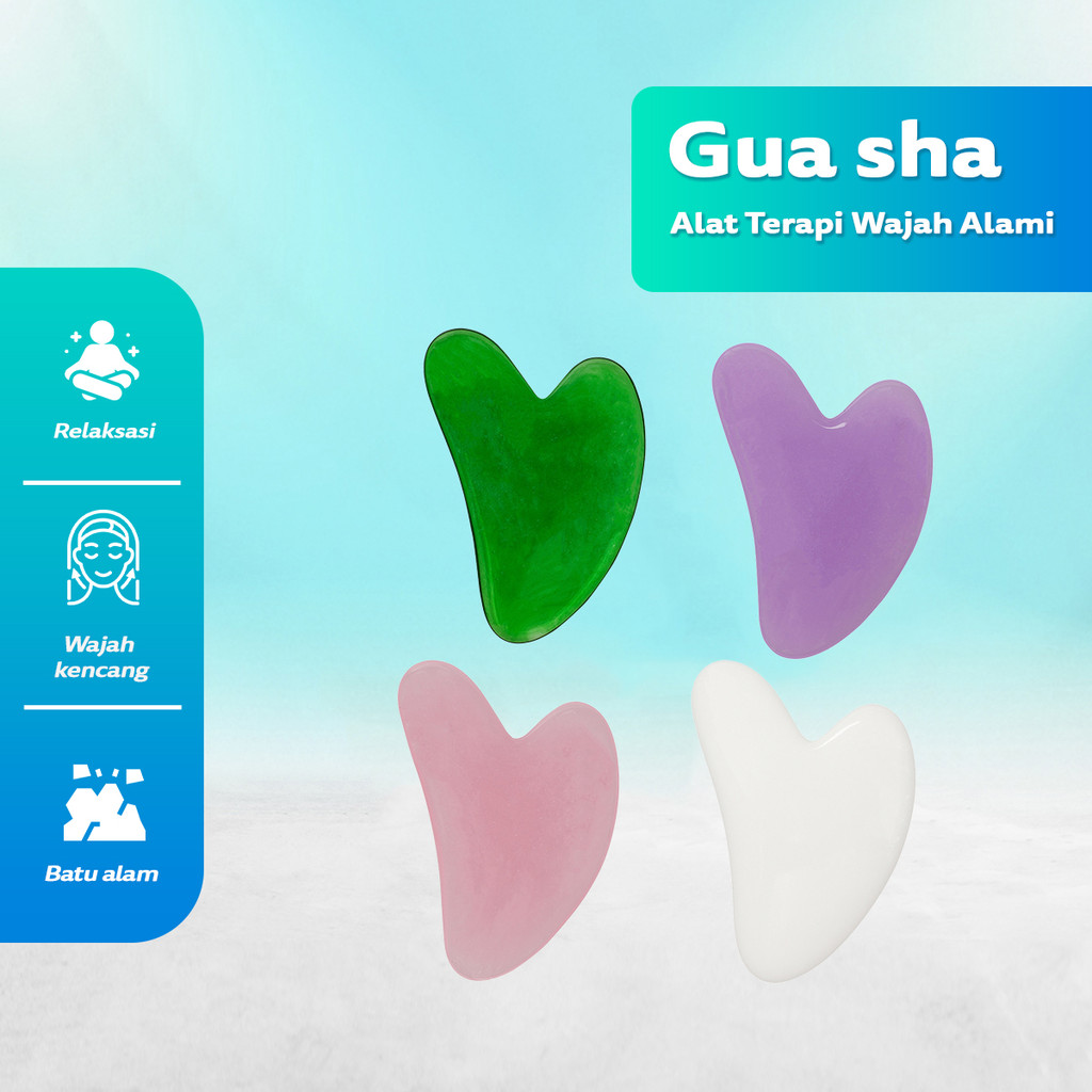 Alat Pijat Wajah Gua Sha Giok Asli / Jade Stone Scraper Untuk Tirus Wajah