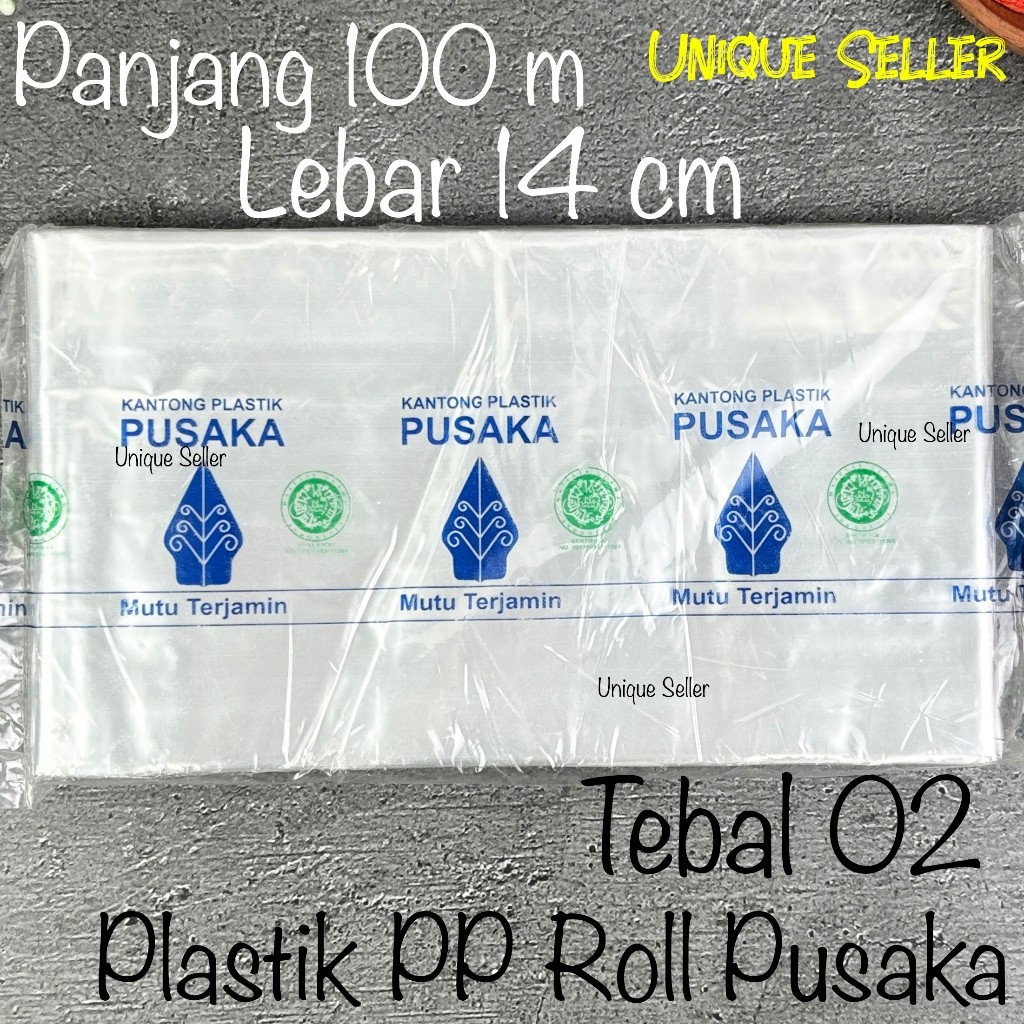 Plastik PP ROLL 14cm 14 cm Tebal 02 Panjang 100m PUSAKA BIRU Plastik Roll Pembungkus Kacang Biji Bub