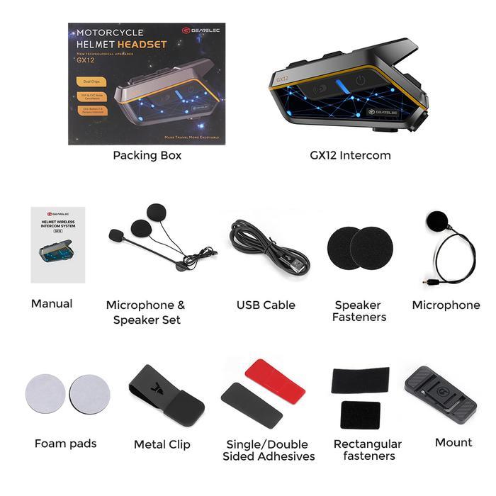Best Seller G-MAX Bluetooth Headset Helm Sepeda Motor 6 orang Intercom 2000M - GX12