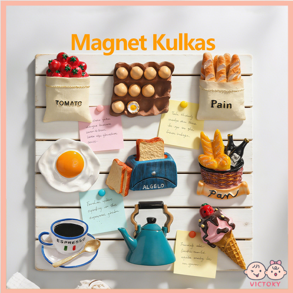 Victoky Magnet Tempelan Kulkas Bentuk Makanan Sticker Magnet Kulkas Dekorasi Rumah Makanan Magnet Ku