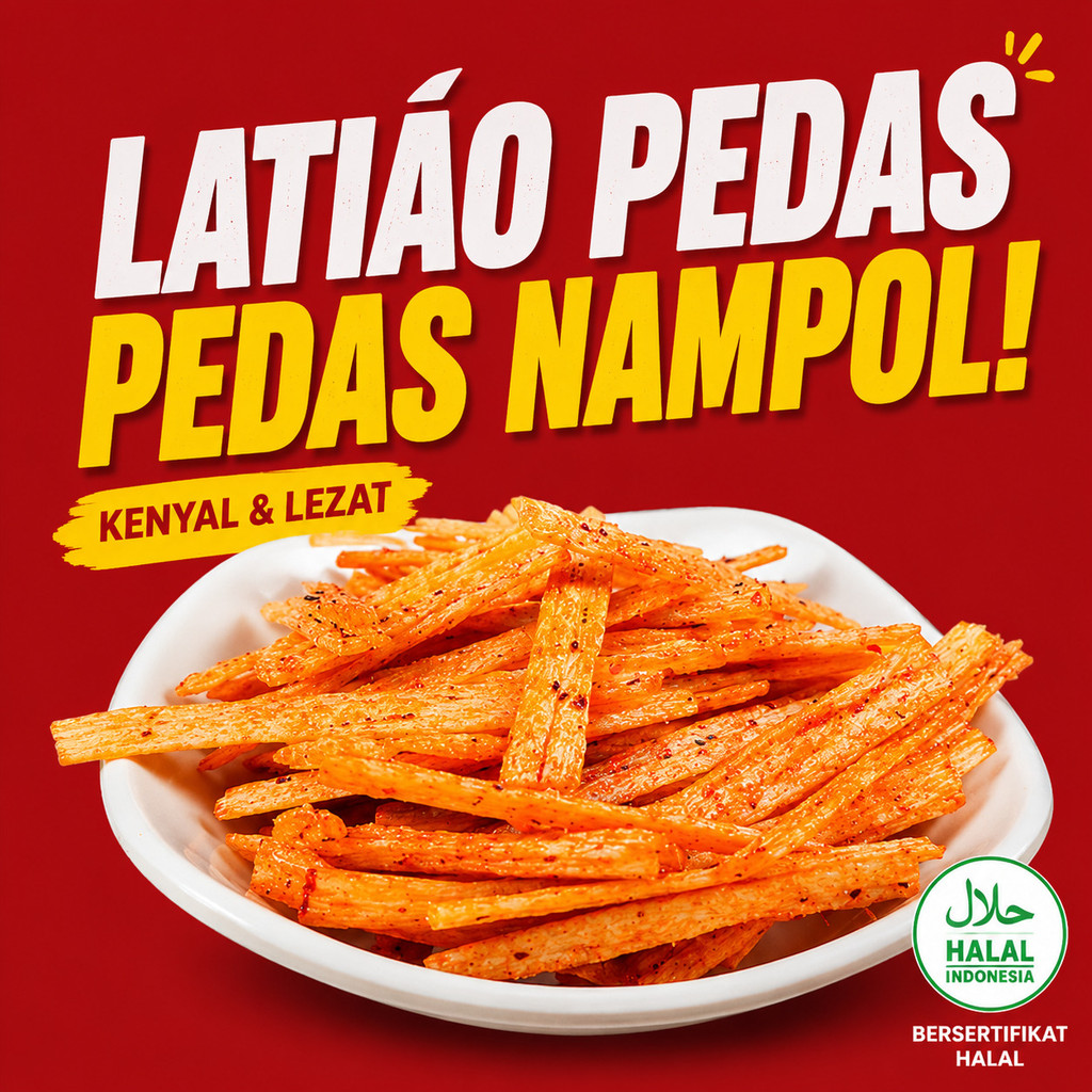 Cemilan Pedas Latiao Tradisional Tiongkok | Snack Pedas Gurih | Camilan Ringan Pedas Populer | Tekst