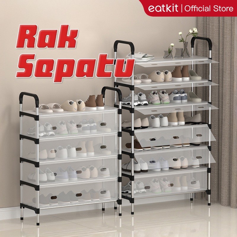 [Medan Ready Stock] Eatkit Rak Sepatu 3-6 Tingkat Besi Tertutup | Anti Debu Serbaguna & Aesthetic Mi