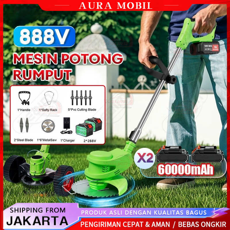 Mesin Potong Rumput Baterai 888V Mesin Rumput Pemotong Rumput Mesin Pemotong Rumput Alat Potong Rump