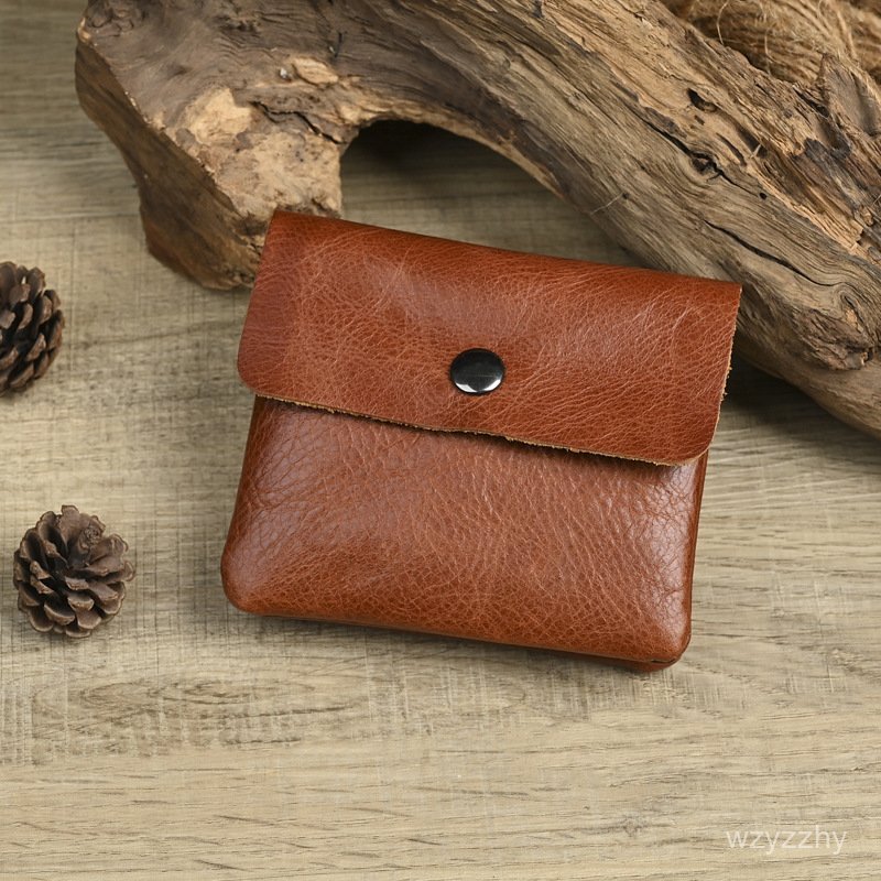 Dompet Lipat Tiga Pendek Kulit Asli Gaya Jepang Baru Pemegang Kartu Dompet Koin Tas Koin Pemegang Ka