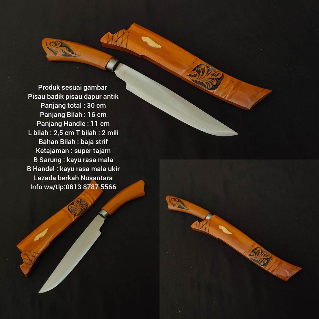 Pisau dapur pisau badik pisau daging baja motif ukiran