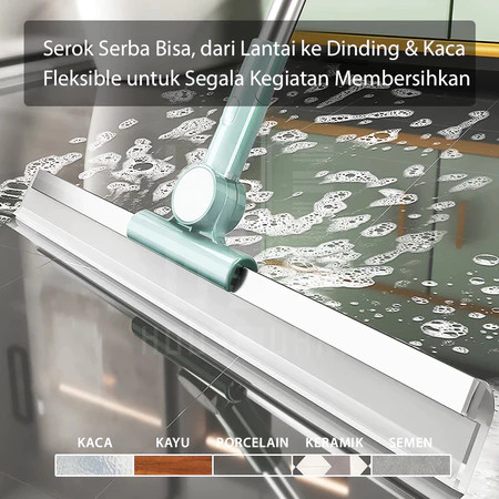 SM Sapu Serok Lantai Serbaguna / Squeegee Lantai & Kaca - Pembersih Noda Permukaan Licin Gagang Panj