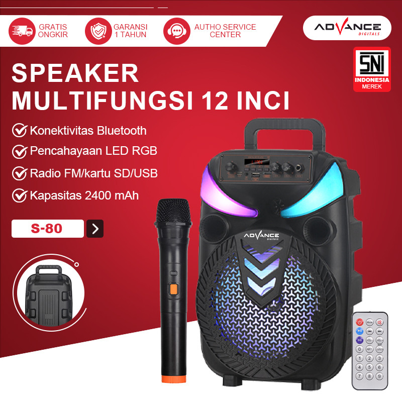 Advance speaker bluetooth full bass S-80 speaker bluetooth karaoke spiker bluetooth free mic speaker
