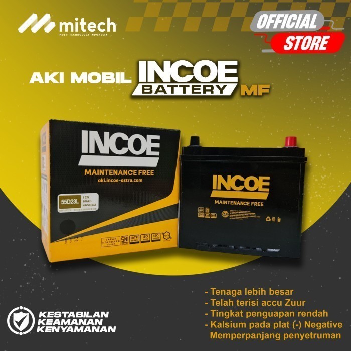 Incoe MF Aki Mobil Wuling Alvez 55D23L 12V / 60Ah - Aki Kering