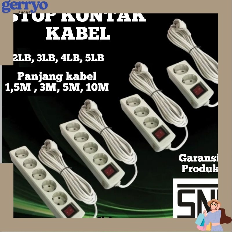 [GRY] Stop Kontak Terminal Colokan Listrik 2 3 4 5 Lubang Panjang Kabel 1,5 / 3 / 5 / 10 M Meter Kun