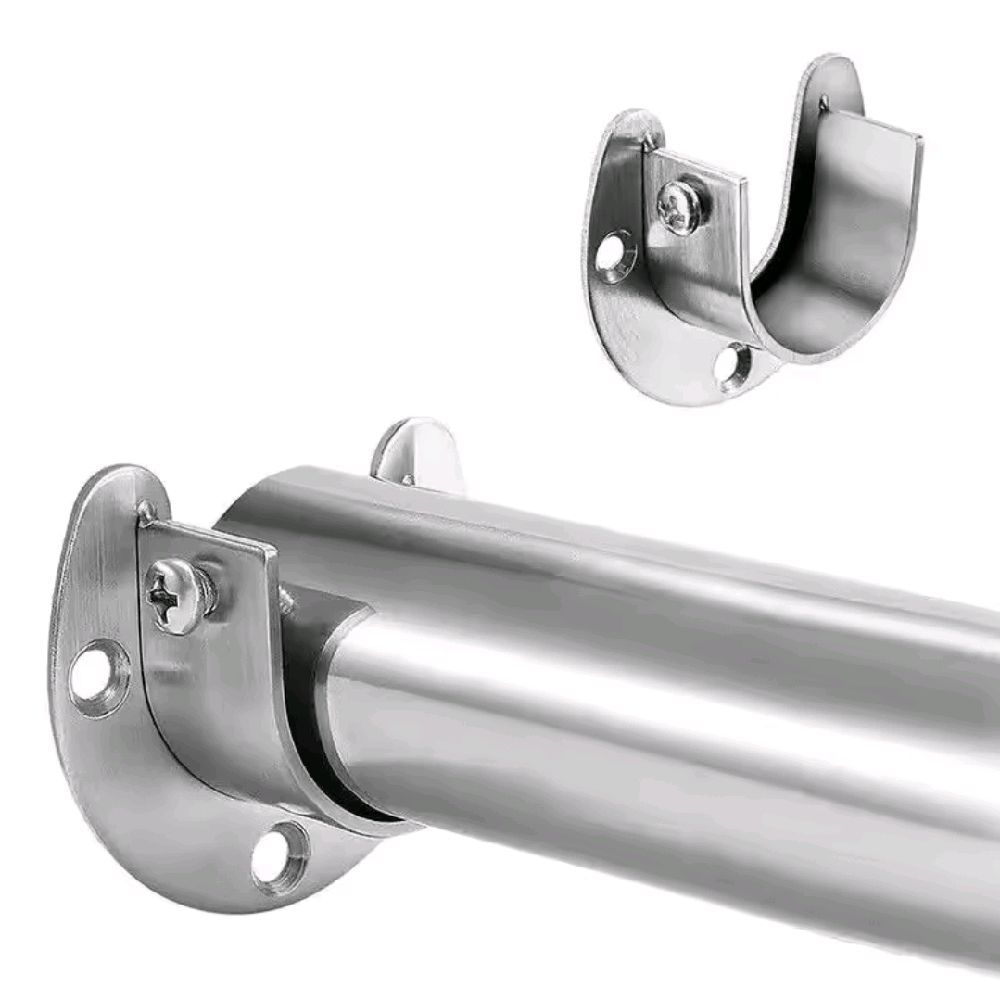 Bracket U Pipa Bulat Tiang Gorden Shower Room Stainless Steel 304 Bracket Tiang Lemari