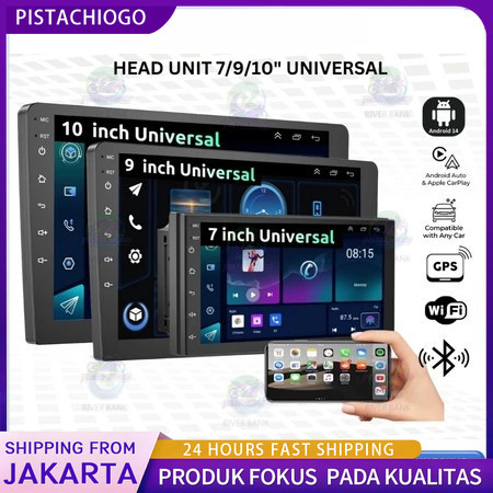 8g+128g Ips Screen Head Unit 7/9/10 Inch Car Android 14 Navigasi Untuk Toyota Daihatsu Mitsubishi An