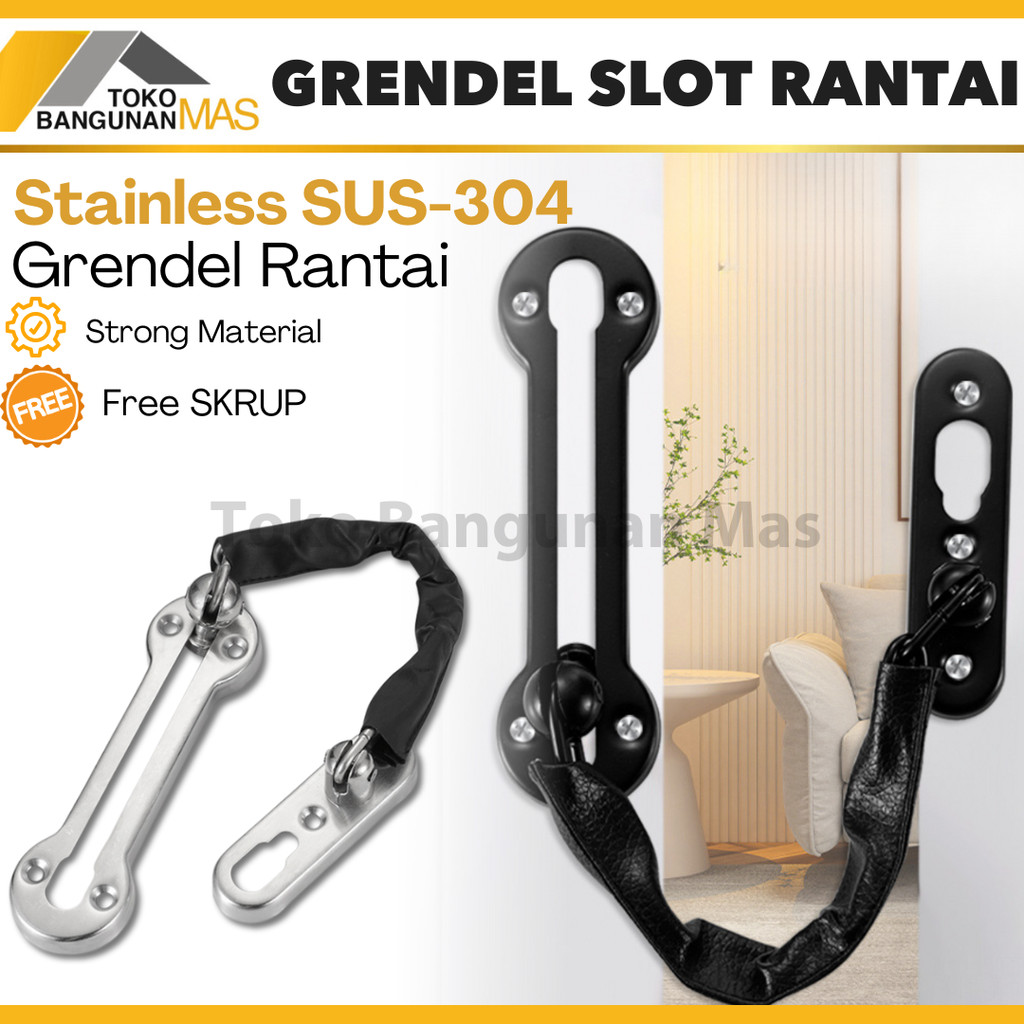 Grendel Rantai Stainless Selot Pintu Rumah Rantai Anti Maling Grendel Rantai Pintu Hotel
