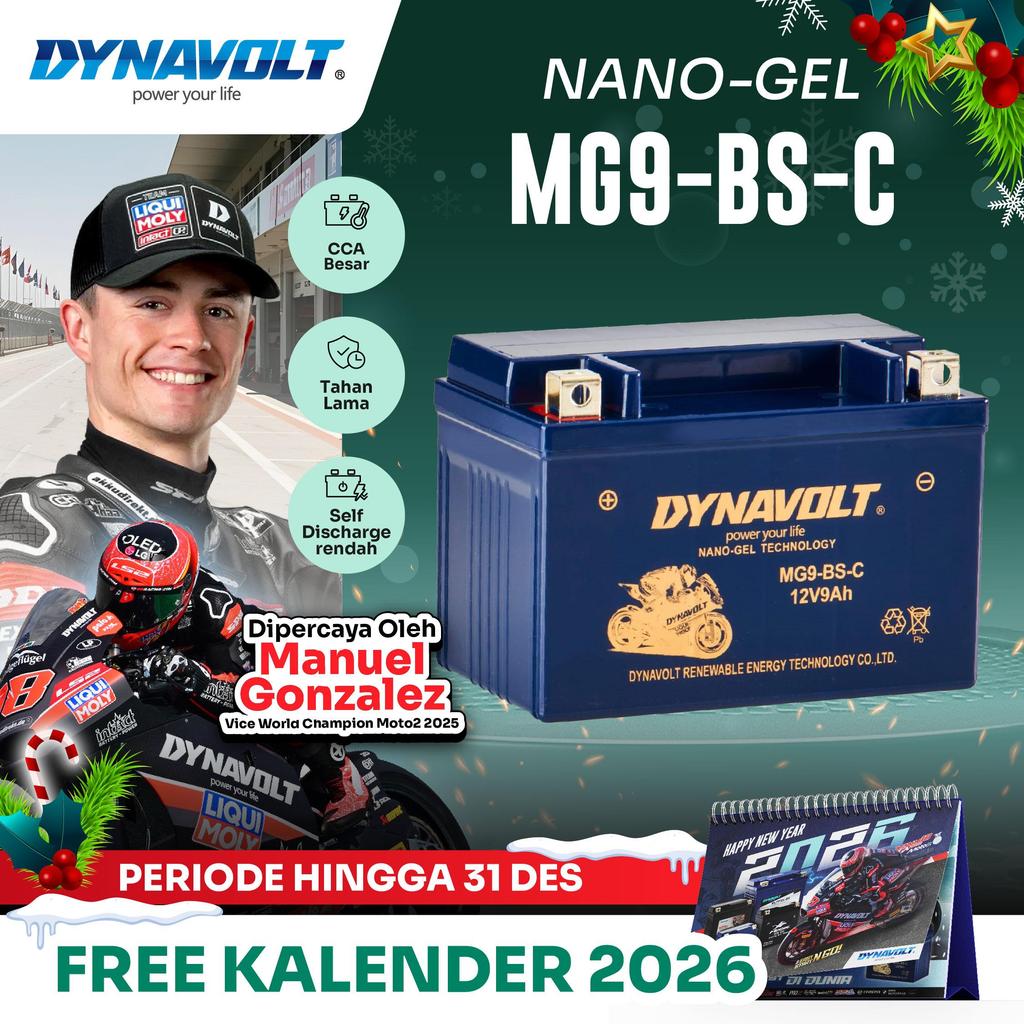 DYNAVOLT Aki Motor Yamaha T-Max 500, dll | Nano-Gel MG9-BS-C | 9 AH 260 CCA