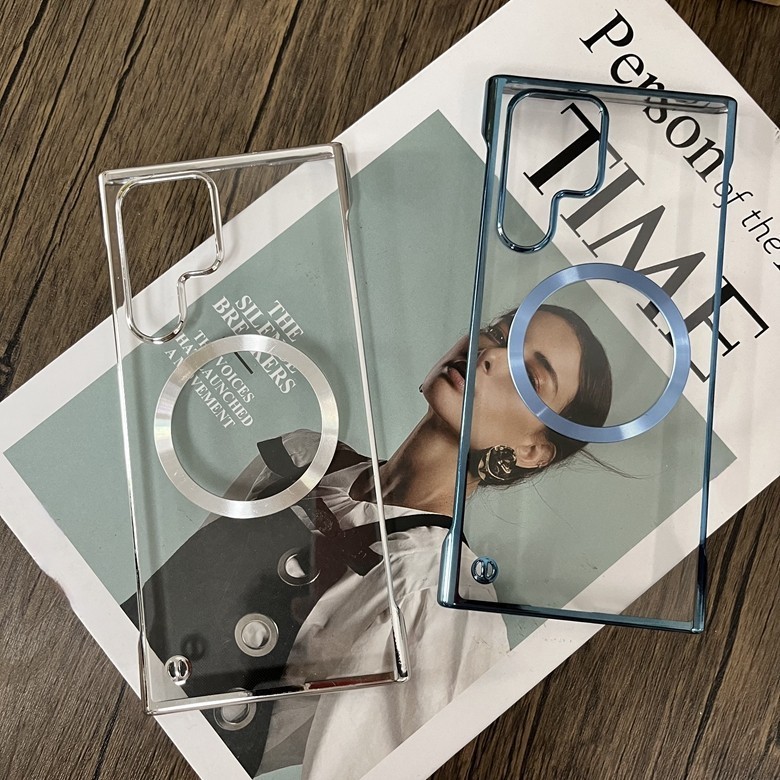 Ultra Thin Frameless Magnetic Plating Clear Phone Case untuk Samsung S24 S23 S22 Ultra S20 Plus S20 