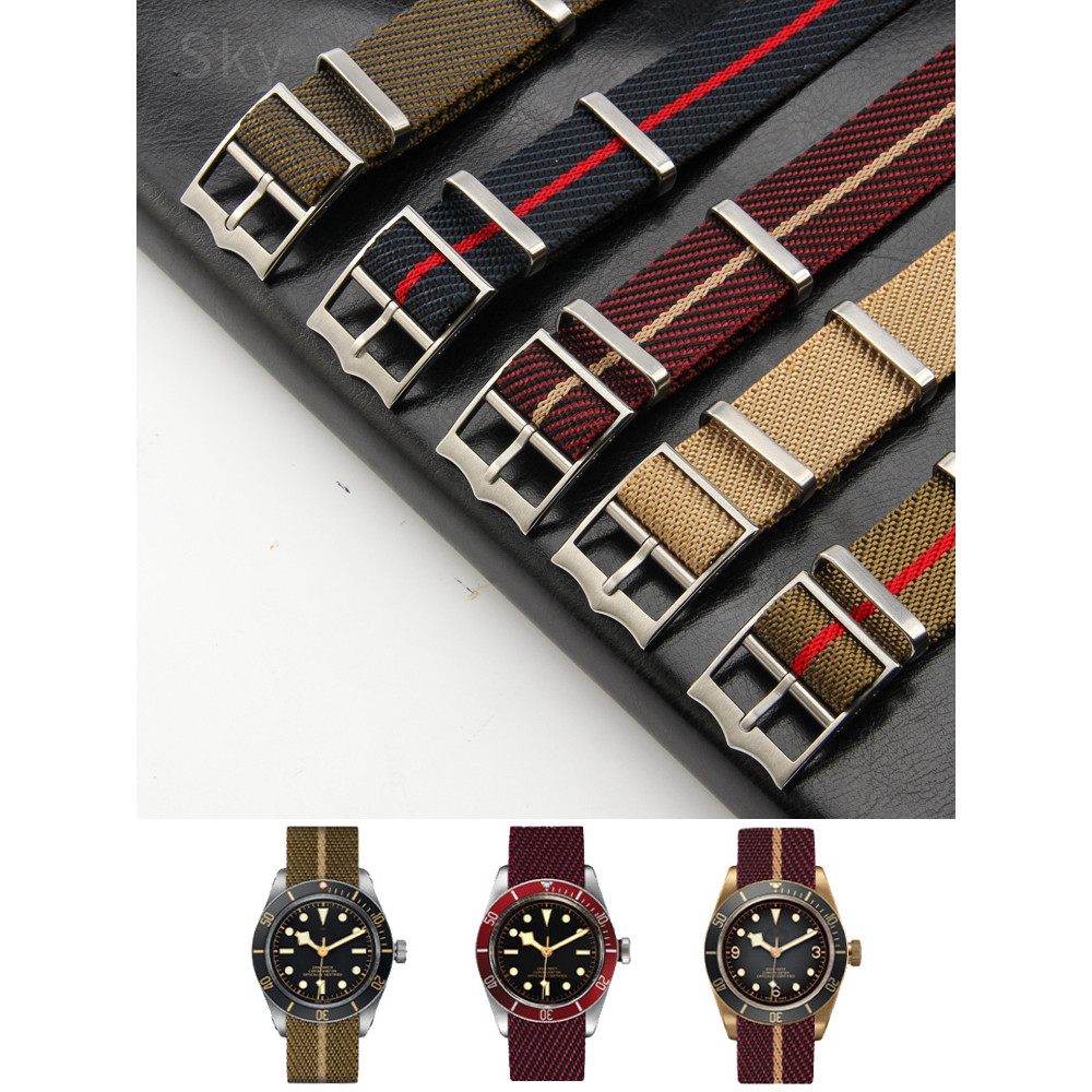 For Tudor Biwan Qieng Little Red Flower Black Shield Bronze M79250ba Anti-Allergy Nylon Canvas 20 22